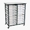 Luxor Mobile Bin Storage Unit - Double Row with Small Clear Bins MBS-DR-16S-CL - alternate 1